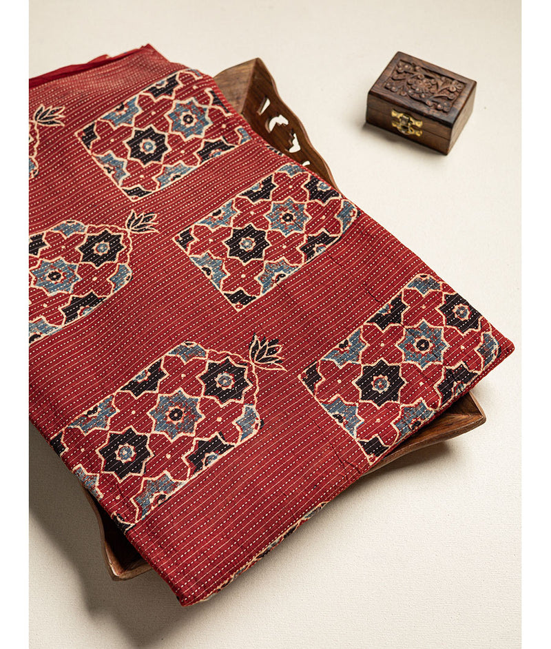COTTON KANTHA AJRAKH FABRIC