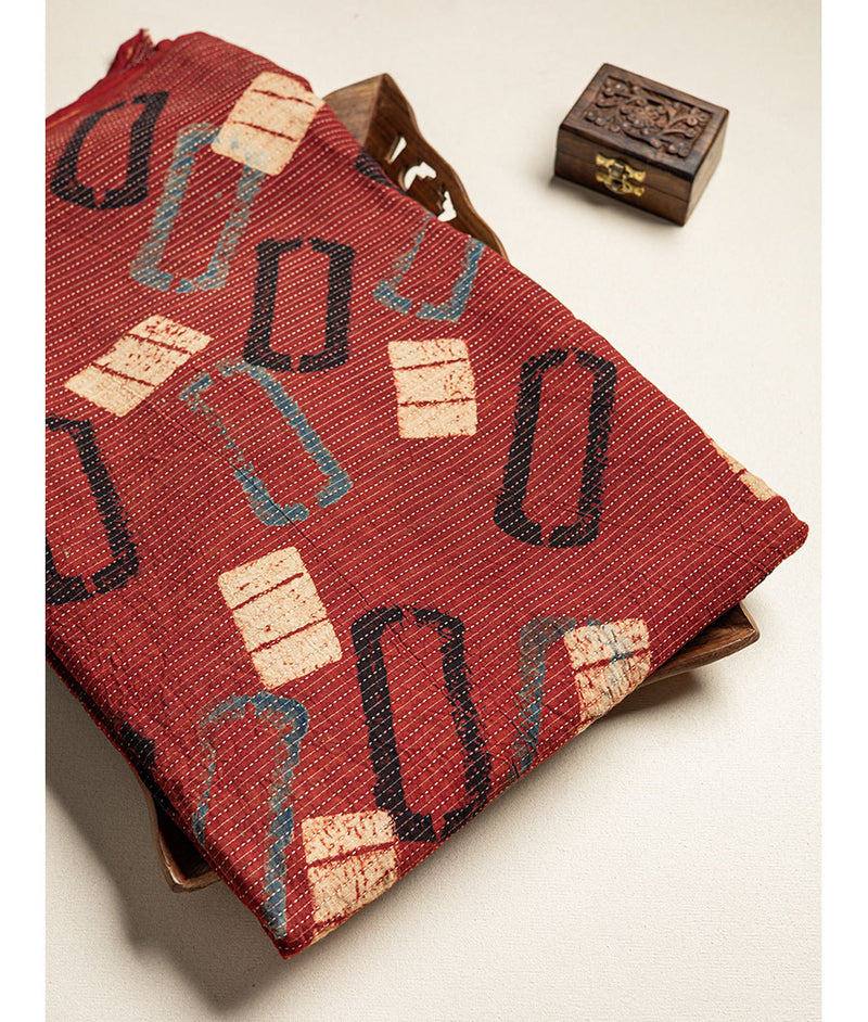 COTTON KANTHA AJRAKH FABRIC