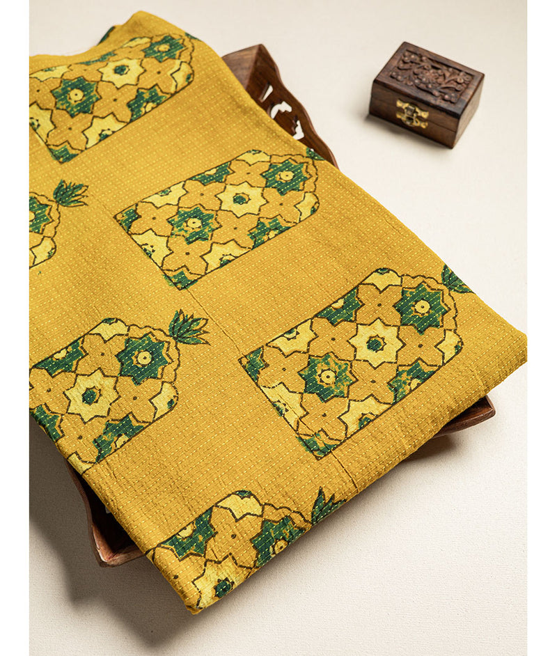 COTTON KANTHA AJRAKH FABRIC