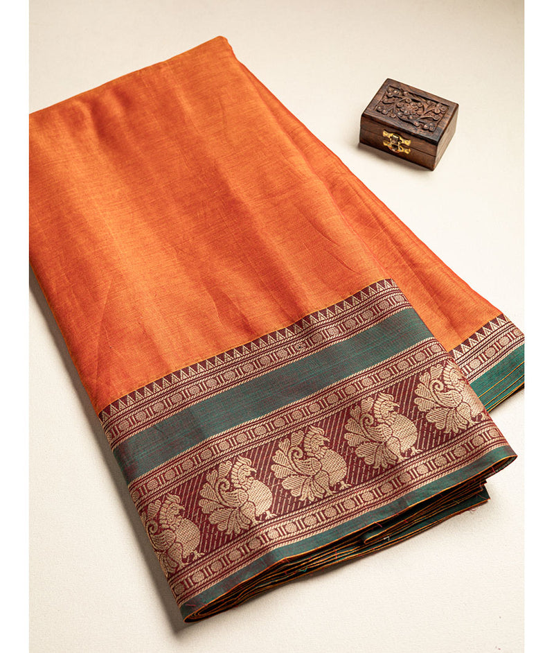 Handloom Cotton Narayanpet Zari Border Fabric