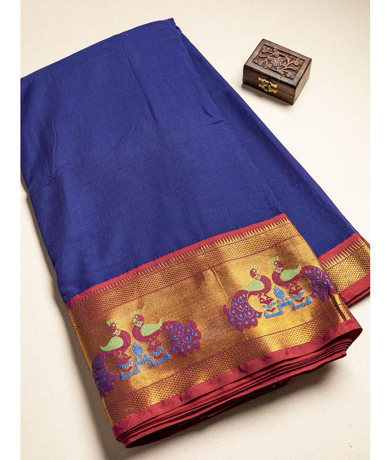 Handloom Cotton Narayanpet Zari Border Fabric