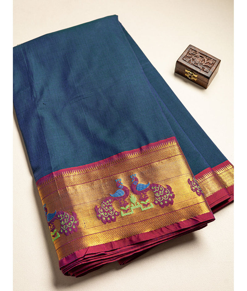 Handloom Cotton Narayanpet Zari Border Fabric