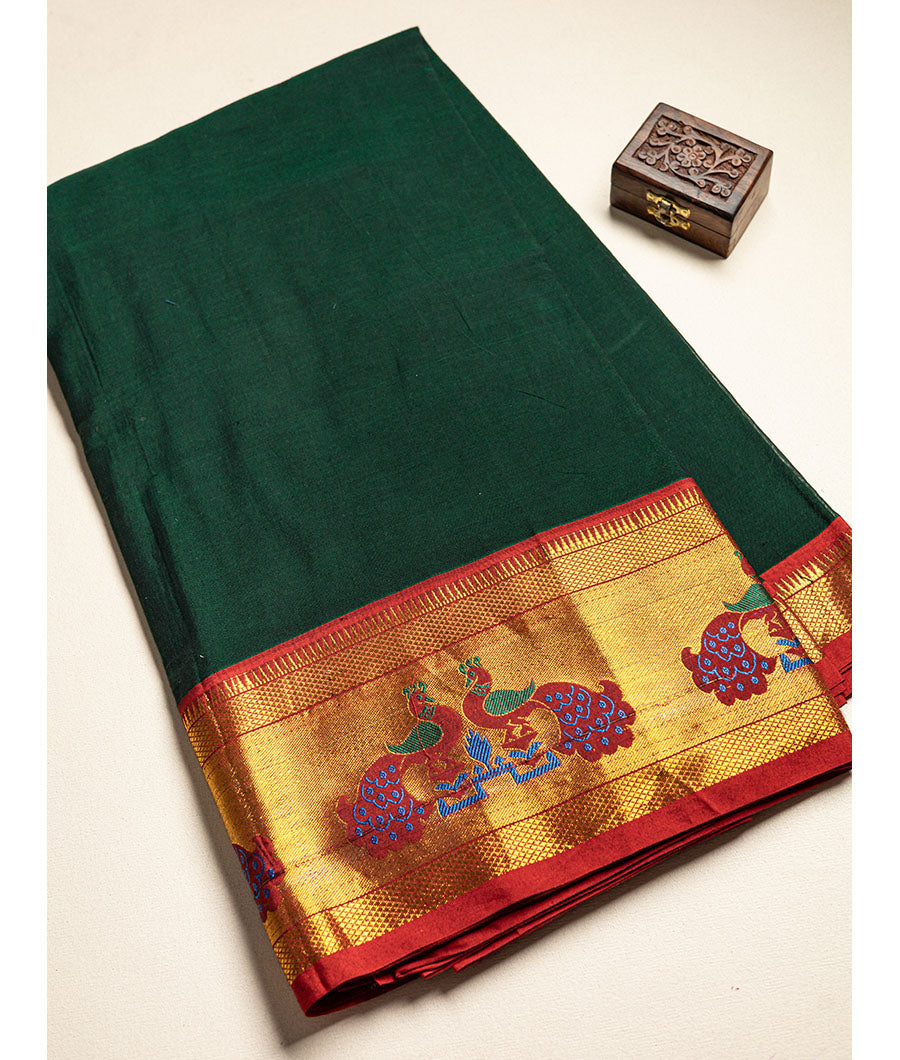 Handloom Cotton Narayanpet Zari Border Fabric