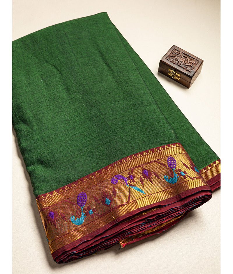 Handloom Cotton Narayanpet Zari Border Fabric
