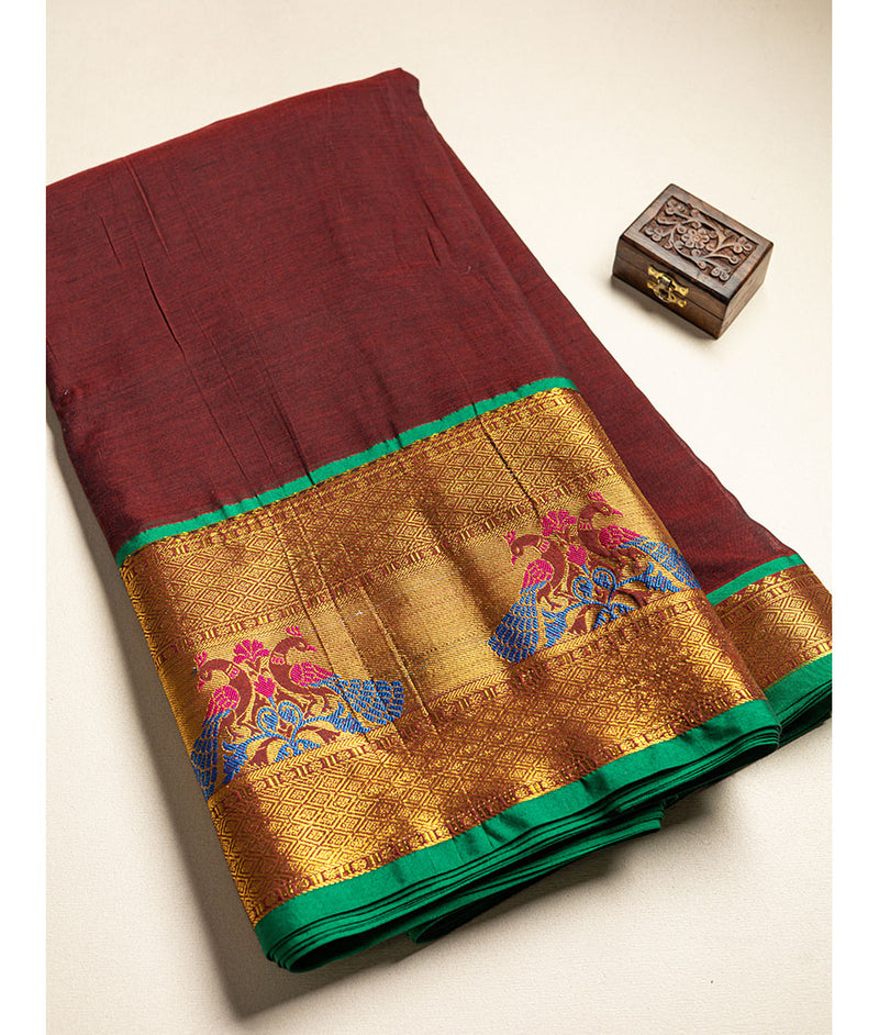 Handloom Cotton Narayanpet Zari Border Fabric