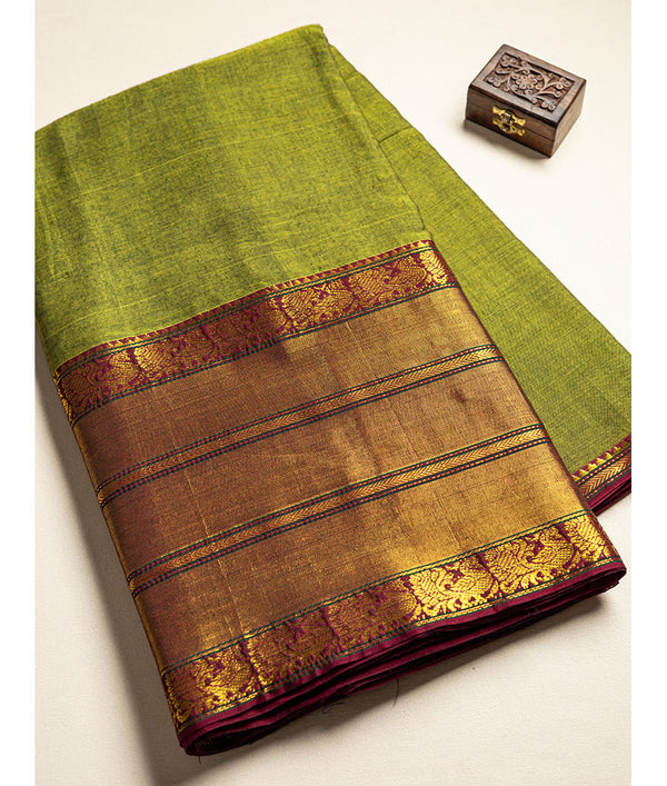Handloom Cotton Narayanpet Zari Border Fabric