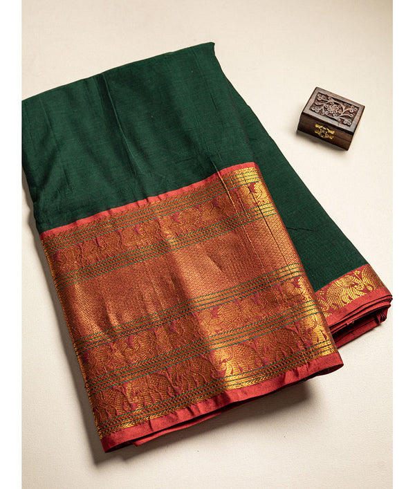 Handloom Cotton Narayanpet Zari Border Fabric