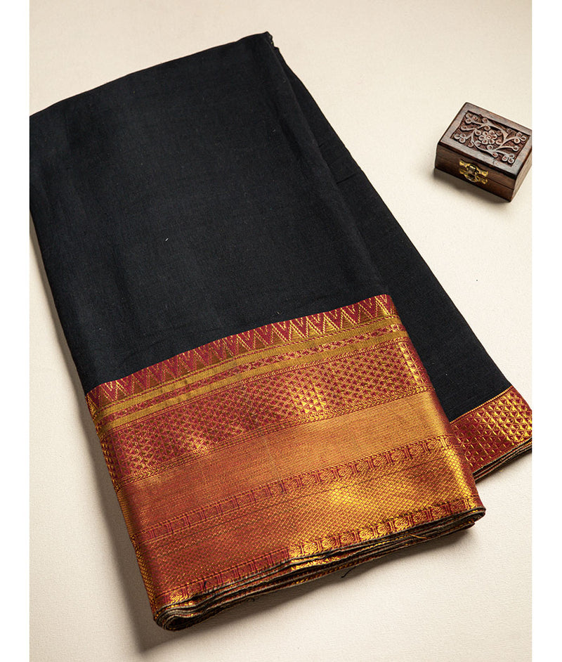 Handloom Cotton Narayanpet Zari Border Fabric