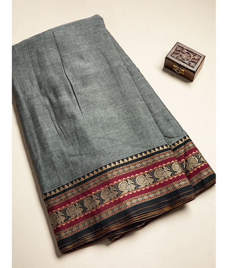 Handloom Cotton Narayanpet Zari Border Fabric