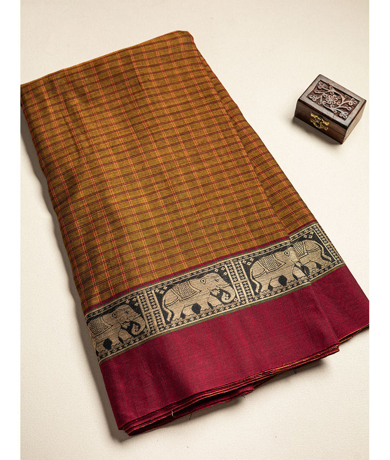 Handloom Cotton Narayanpet Zari Border Fabric