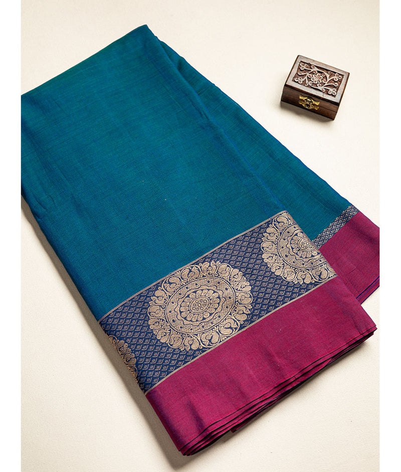 Handloom Cotton Narayanpet Zari Border Fabric