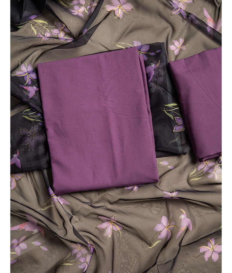 Banana cotton with organza dupatta