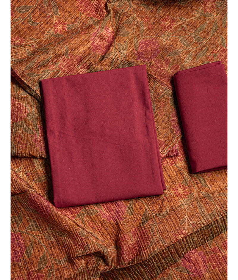 Malai cotton with crushed tissue dupatta