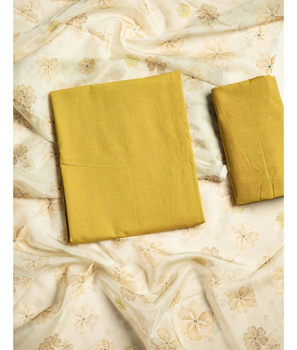 Banana cotton with organza dupatta