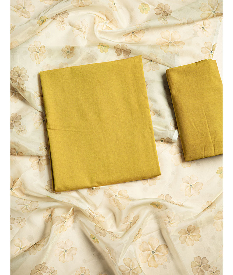 Banana cotton with organza dupatta