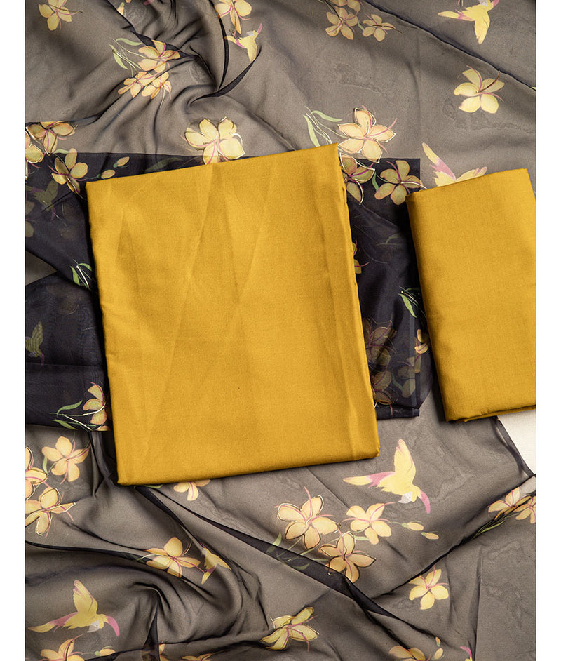 Banana cotton with organza dupatta