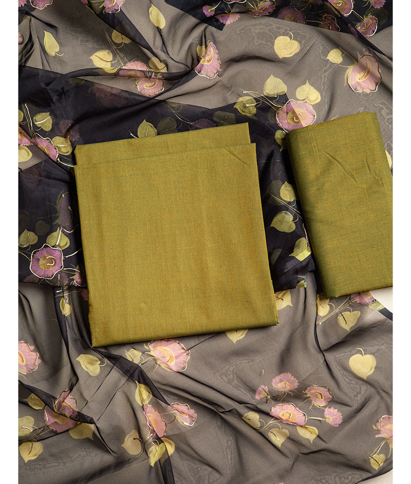 Banana cotton with organza dupatta