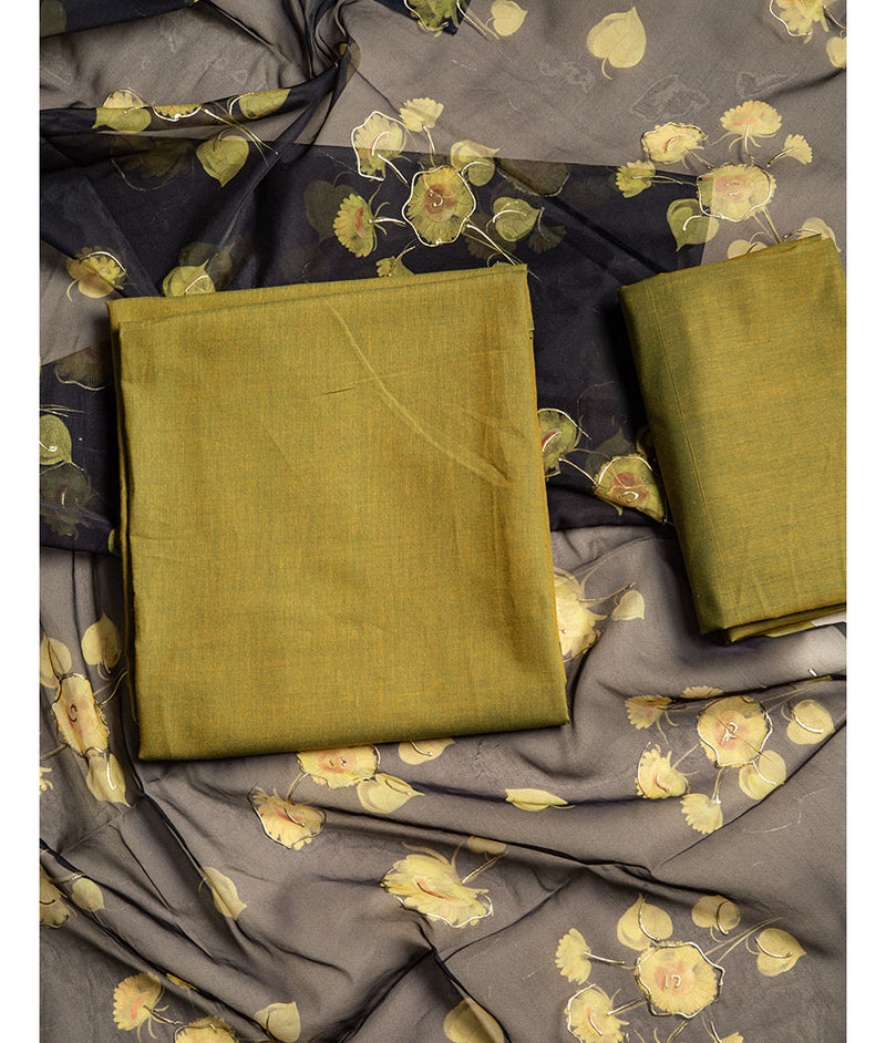 Banana cotton with organza dupatta