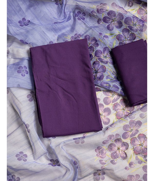 Banana cotton with organza dupatta