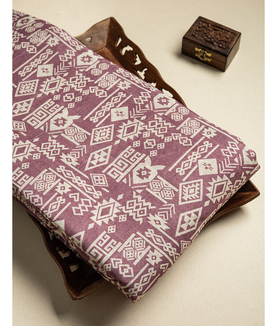 Pure malai chanderi printed fabric