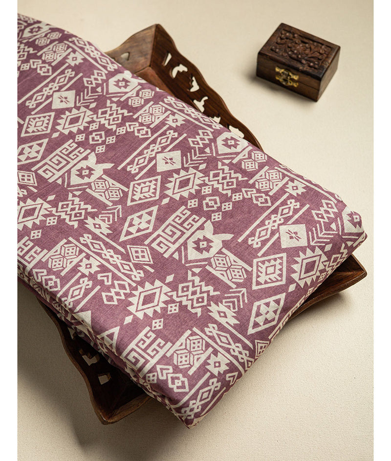 Pure malai chanderi printed fabric