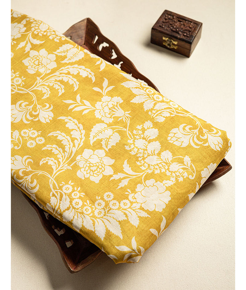 Pure malai chanderi printed fabric