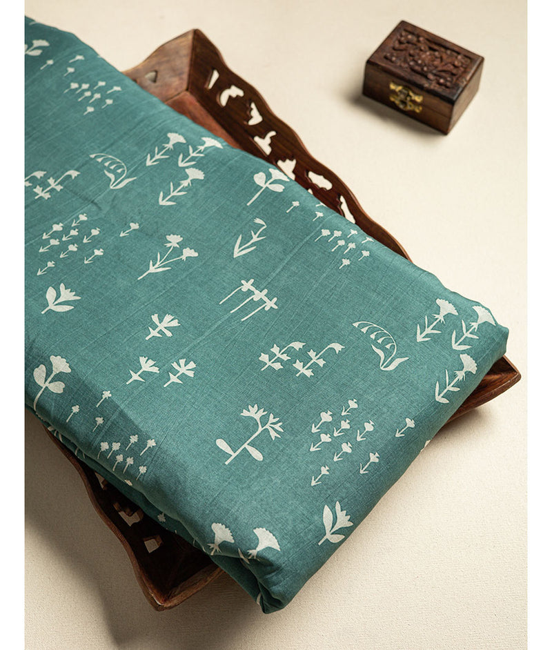 Pure malai chanderi printed fabric
