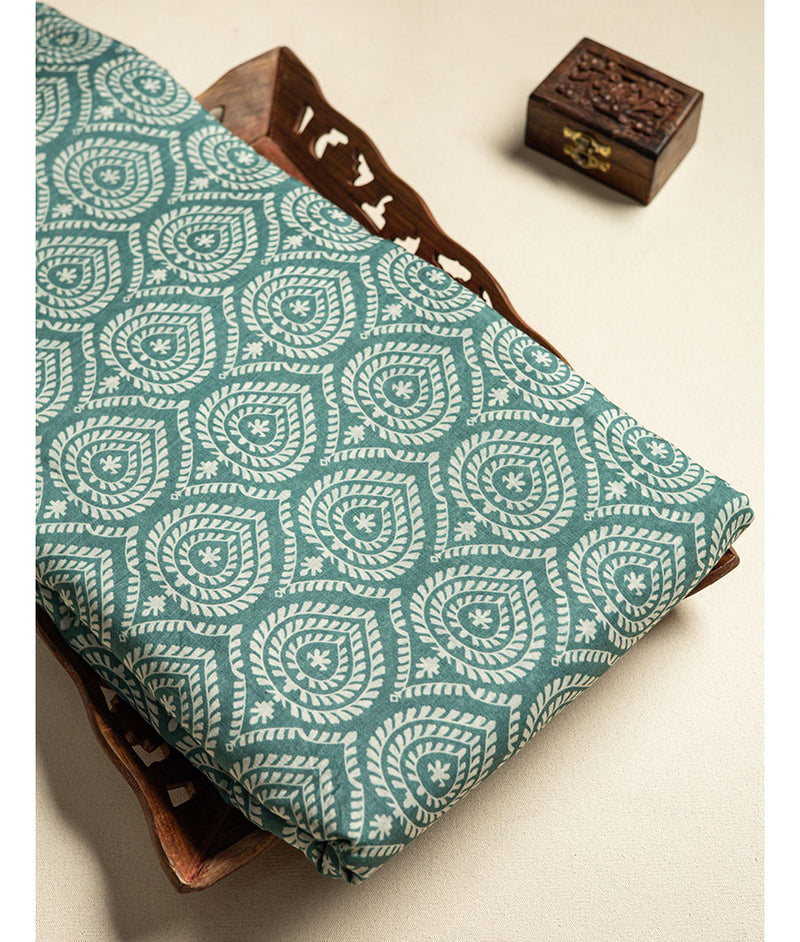 Pure malai chanderi printed fabric