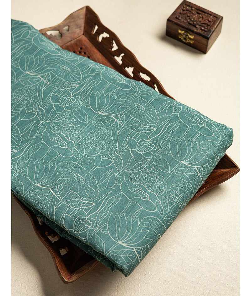 Pure malai chanderi printed fabric