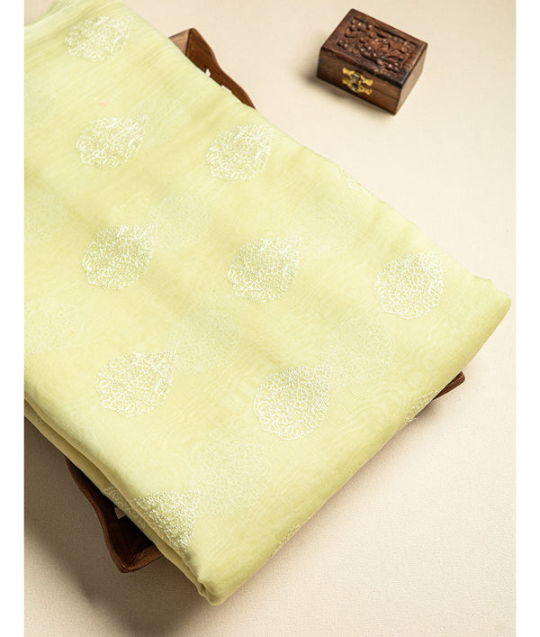 Pure malai chanderi embroidery fabric