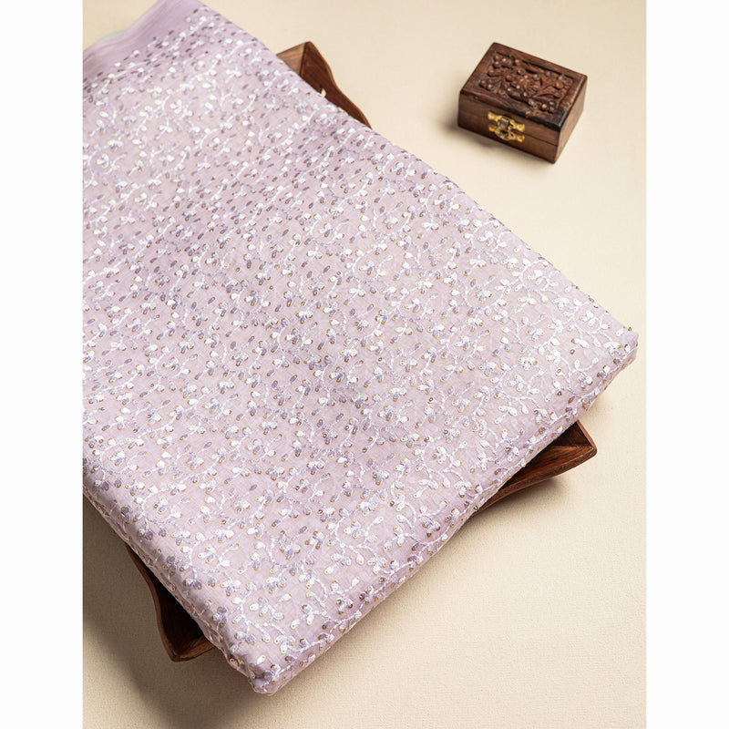 Pure malai chanderi embroidery fabric