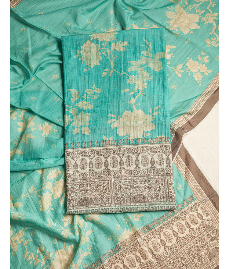 Pure Malai Chanderi Mughal Printed Fabric main image 0