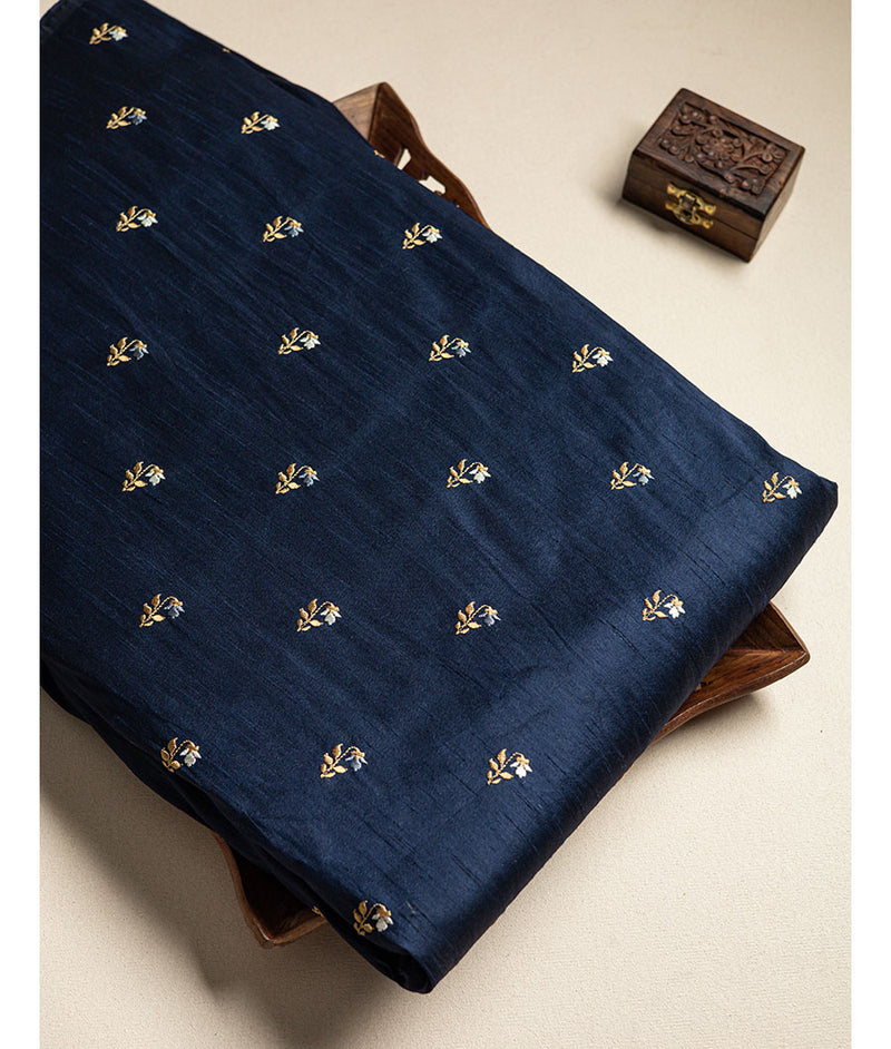 Semi dupion silk embroidered Fabrics