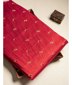 Semi dupion silk embroidered Fabrics