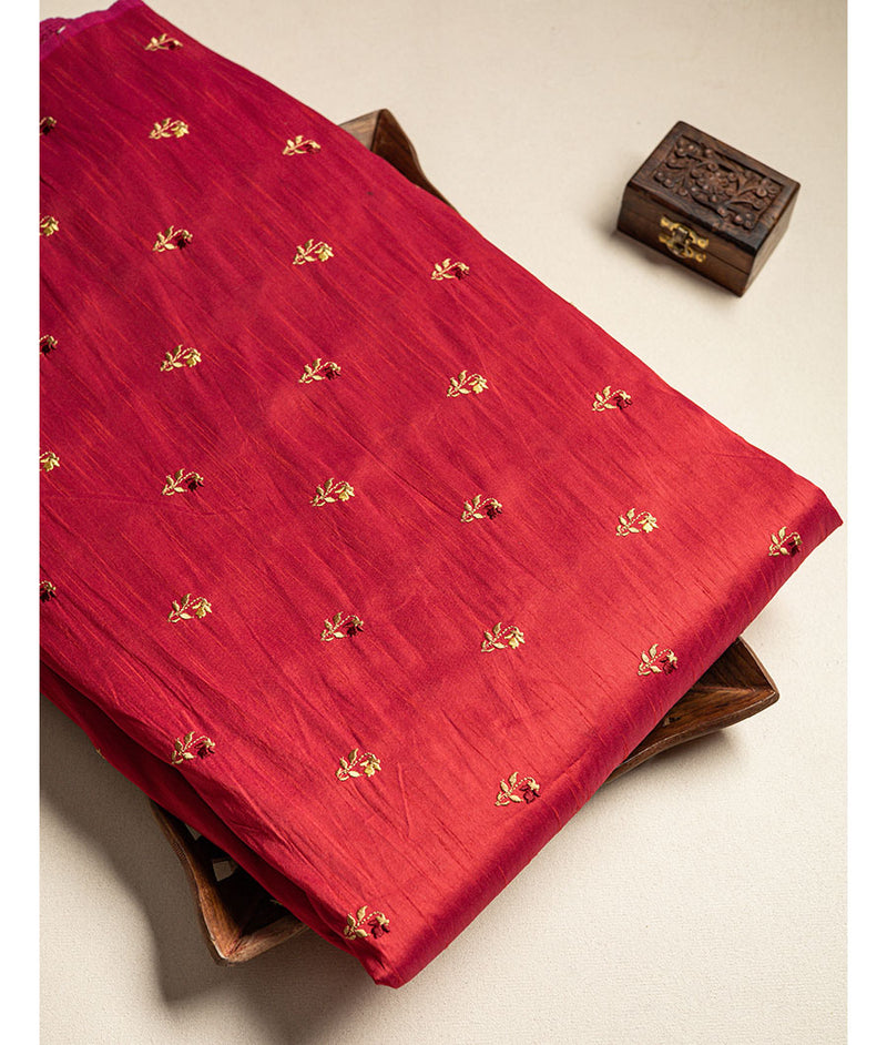 Semi dupion silk embroidered Fabrics