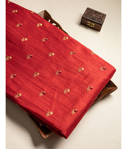Semi dupion silk embroidered Fabrics