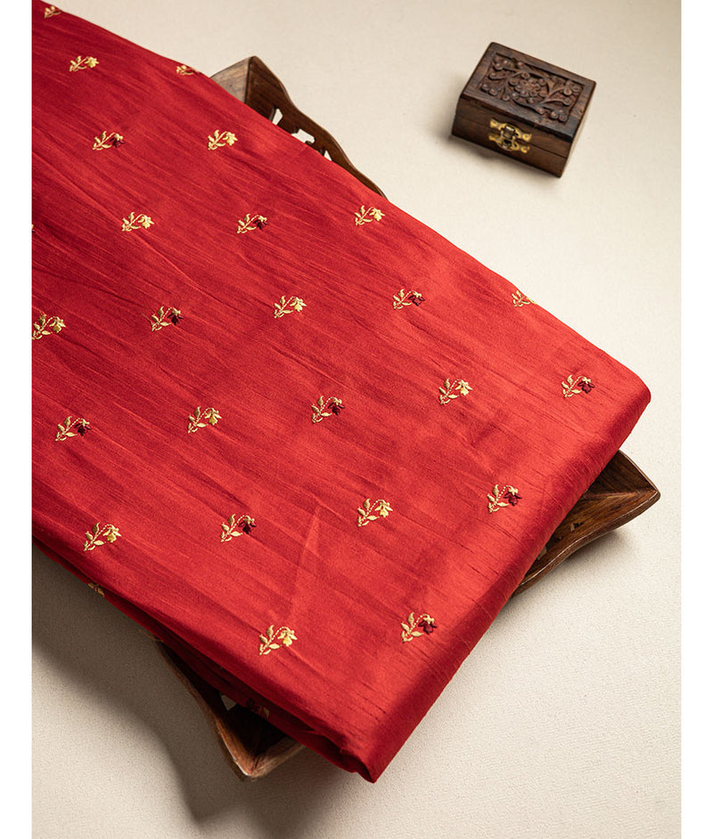 Semi dupion silk embroidered Fabrics