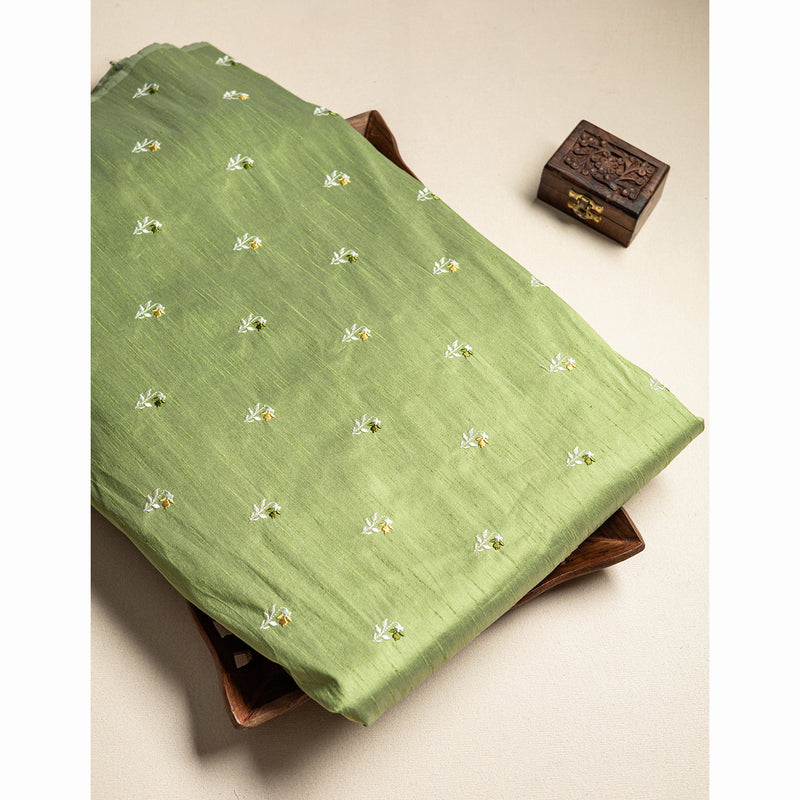 Semi dupion silk embroidered Fabrics