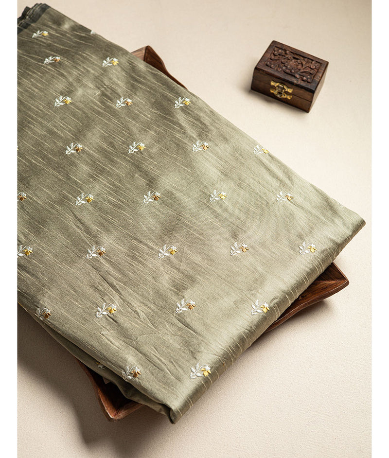 Semi dupion silk embroidered Fabrics