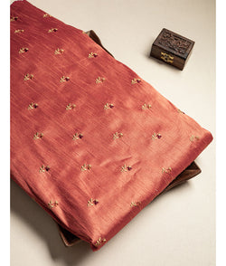 Semi dupion silk embroidered Fabrics