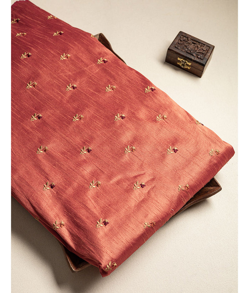 Semi dupion silk embroidered Fabrics