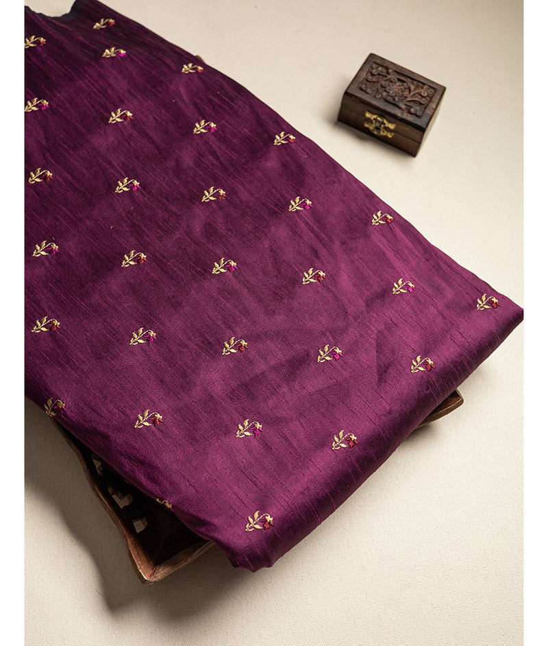 Semi dupion silk embroidered Fabrics