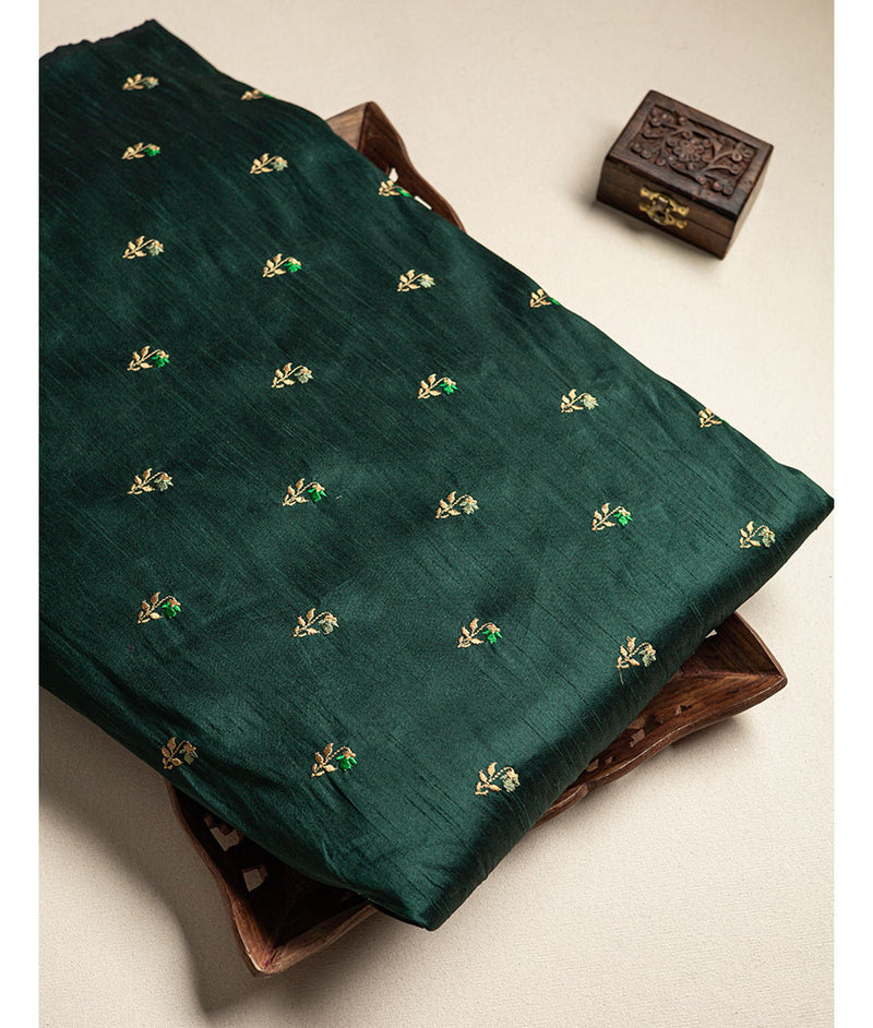 Semi dupion silk embroidered Fabrics
