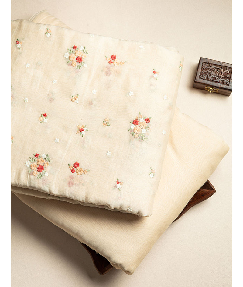 Pure malai chanderi embroidery mix and match