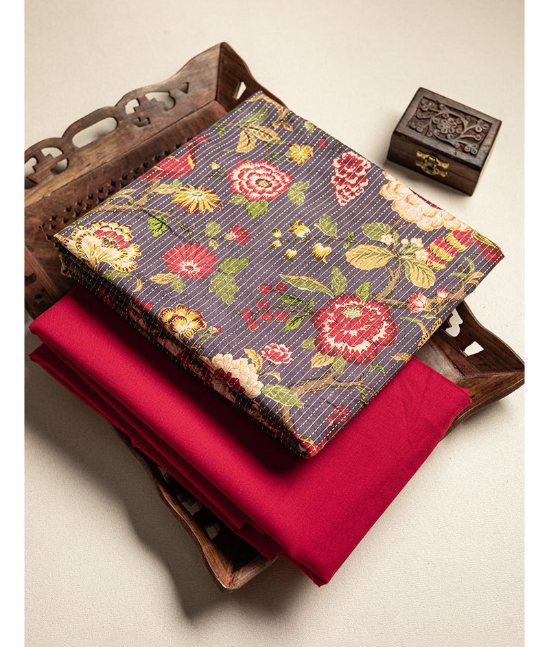Cotton kantha mix and match