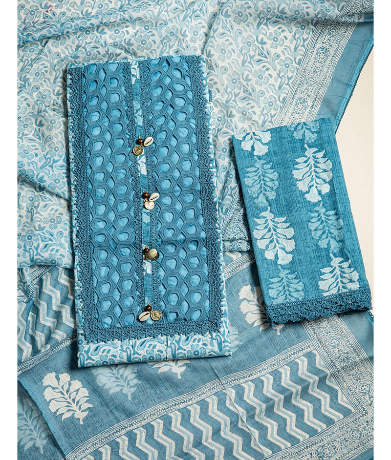 pure cotton suits set With lace neck