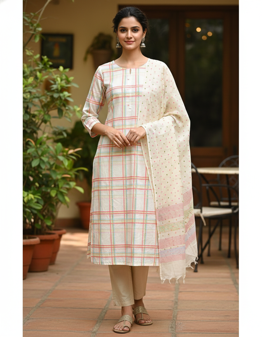 MALAI CHANDERI SUIT SET