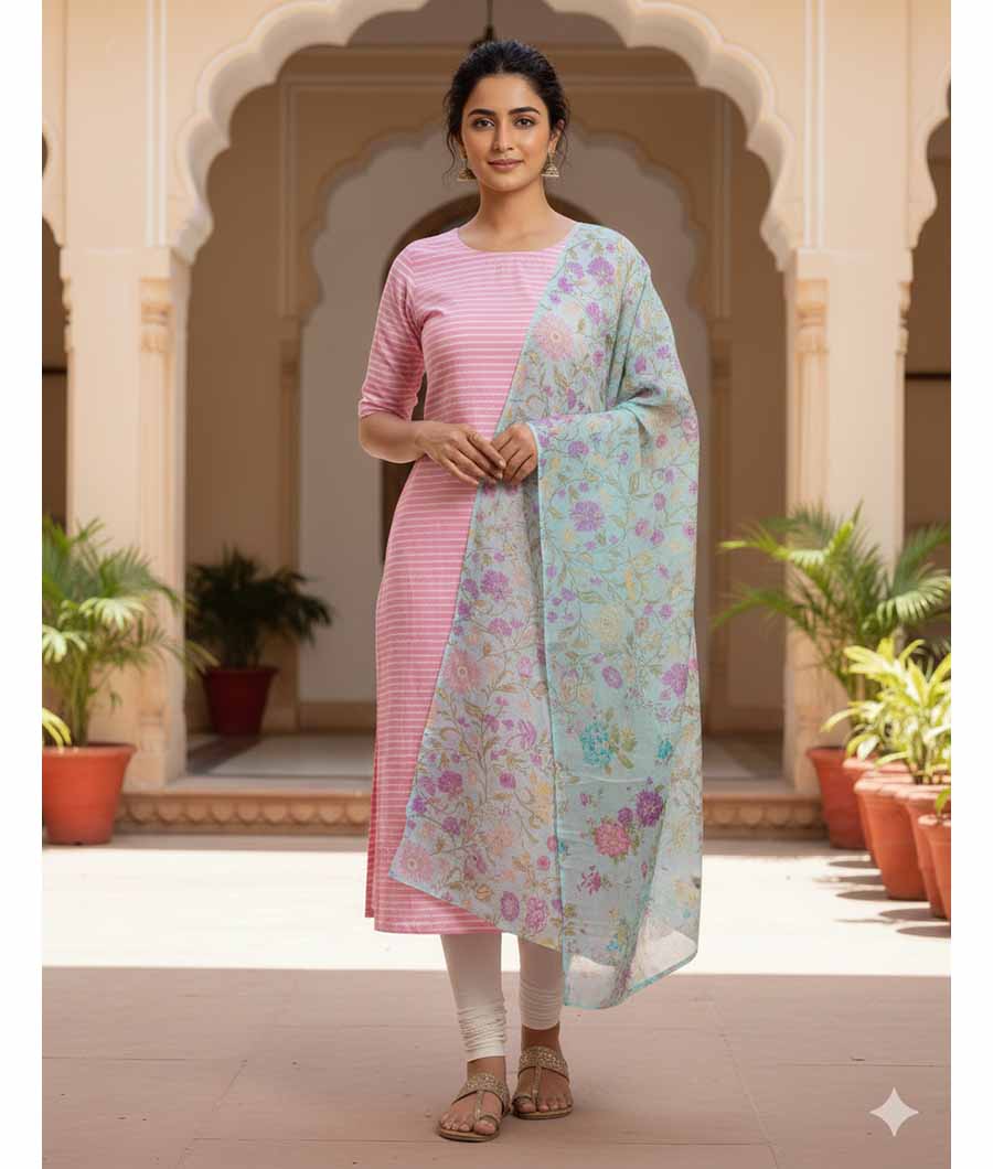 MALAI CHANDERI SUIT SET