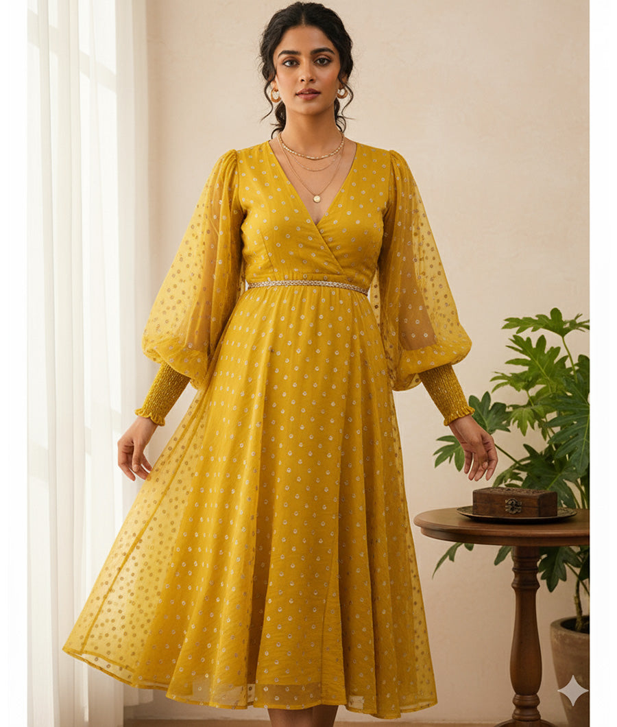 MUL CHANDERI EMBROIDERED FABRIC