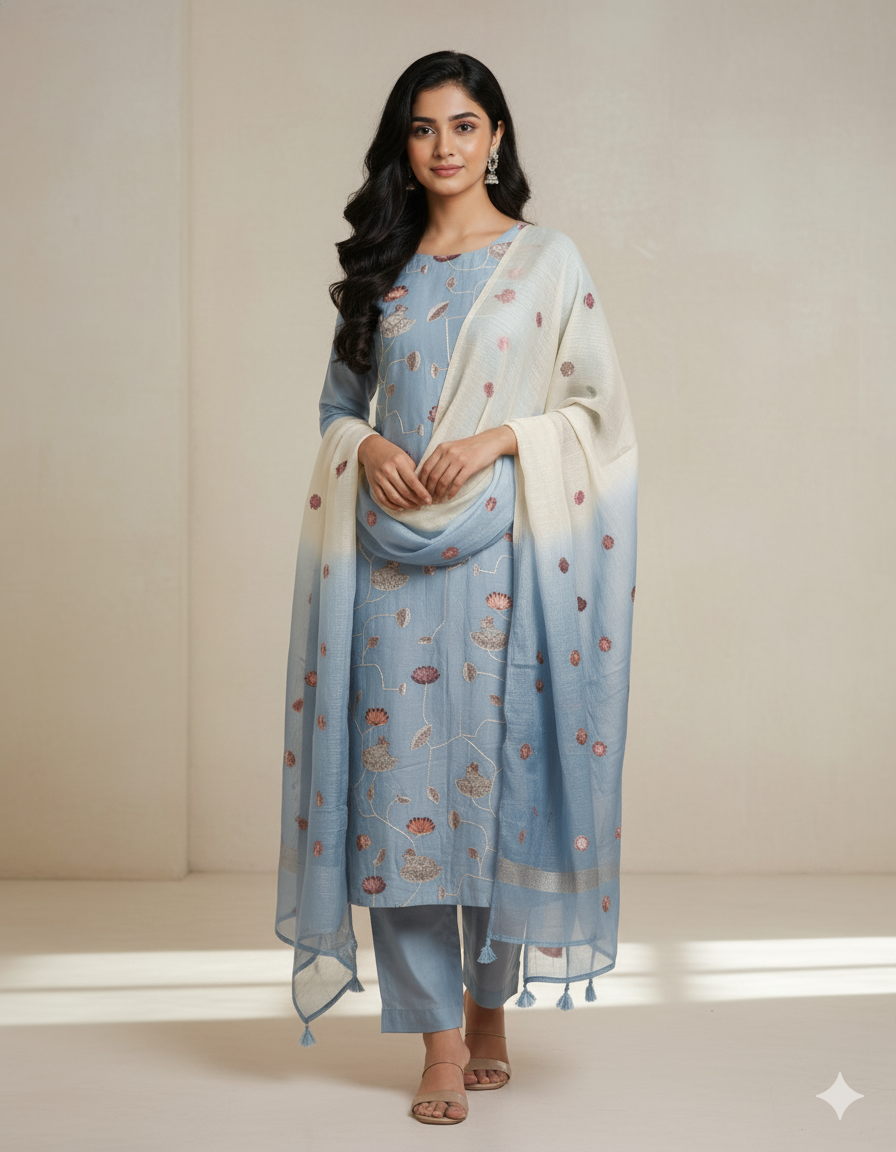 Pichwai malai  chanderi embroidery set